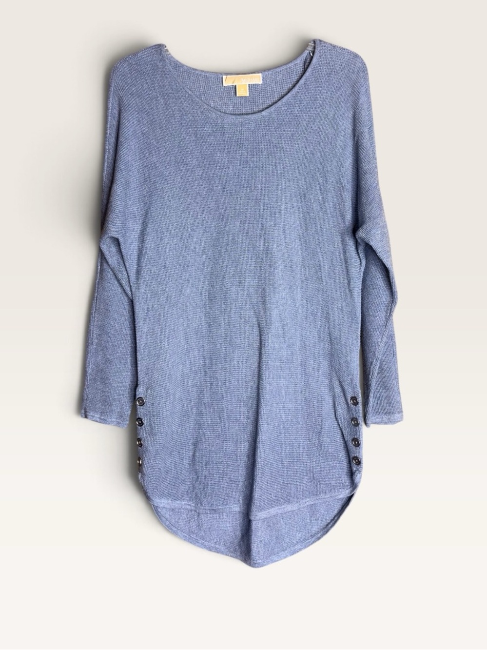 MICHAEL Michael Kors M Blue Button Side High Low Tunic Sweater